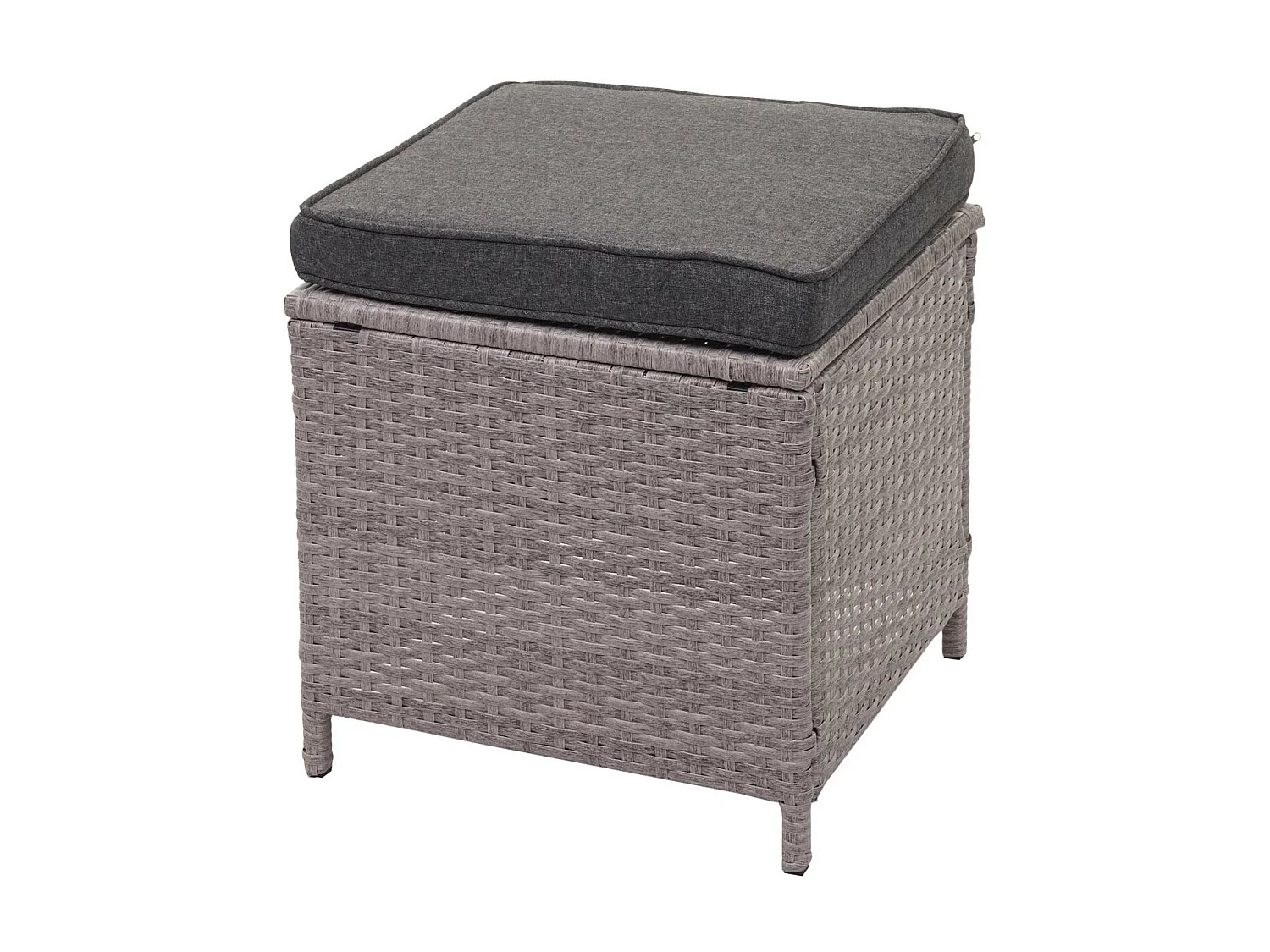 Zestaw polirattanowy MCW-A29,  szary, szare poduszki + 2x stołek