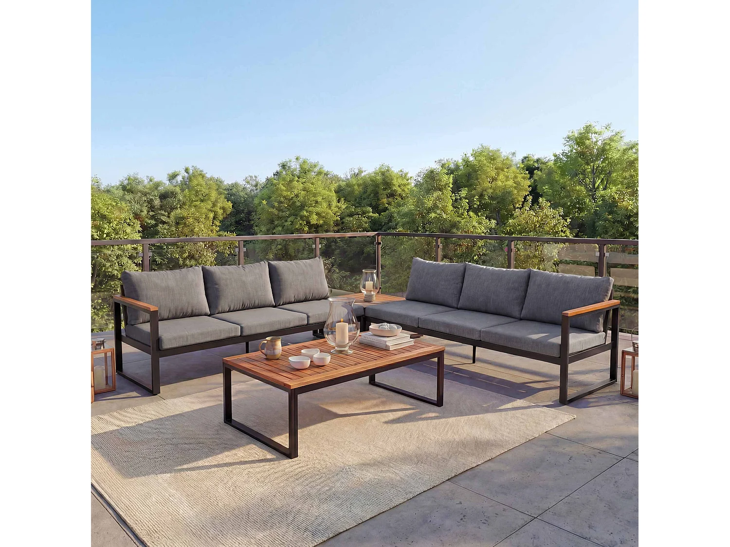 Garten-Garnitur MCW-L26 (4er-Set), Dunkelgrau