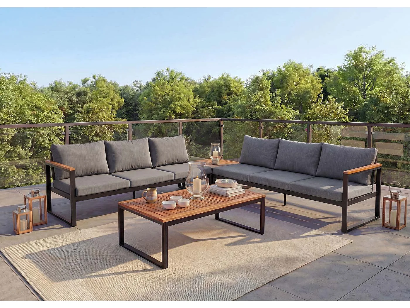 Garten-Garnitur MCW-L26 (4er-Set), Dunkelgrau