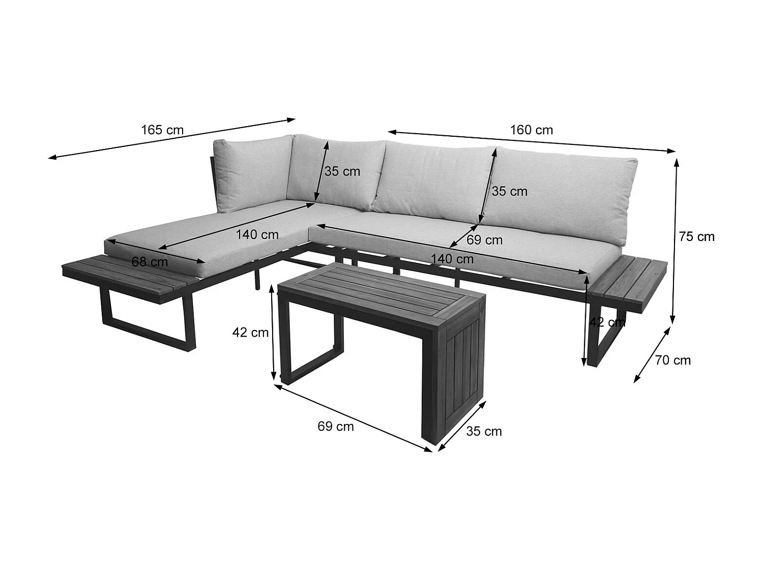 Tuinset MCW-L27 (set van 3),  lichtgrijs
