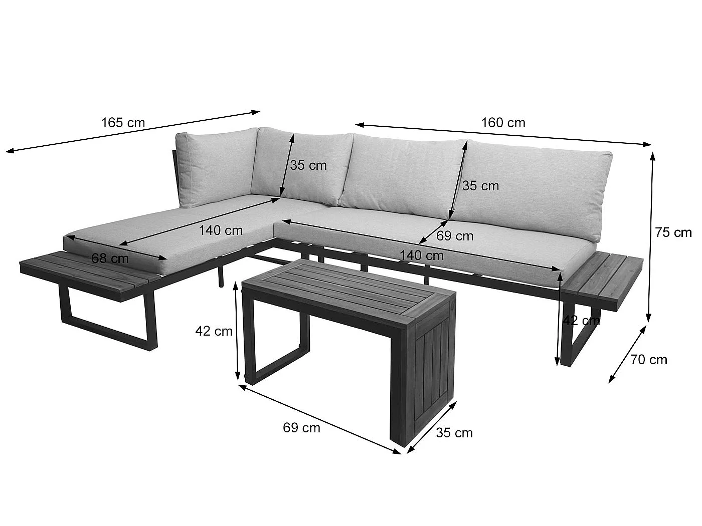 Garten Garnitur MCW-L27 (3er-Set), Hellgrau