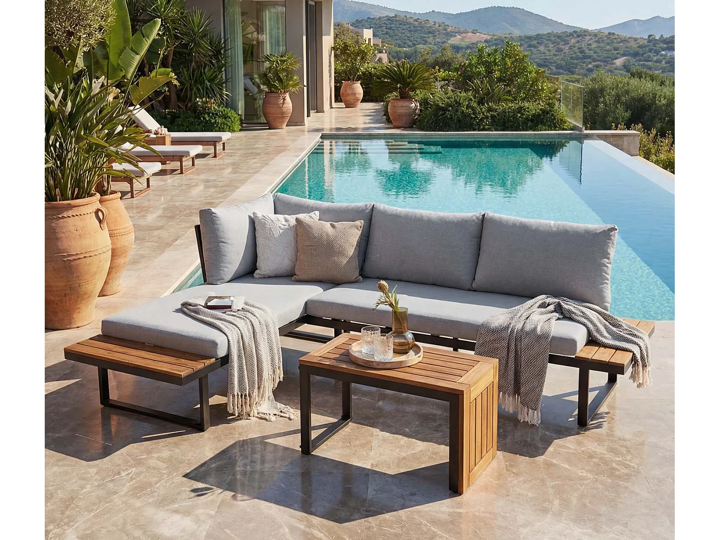 Garten Garnitur MCW-L27 (3er-Set), Hellgrau