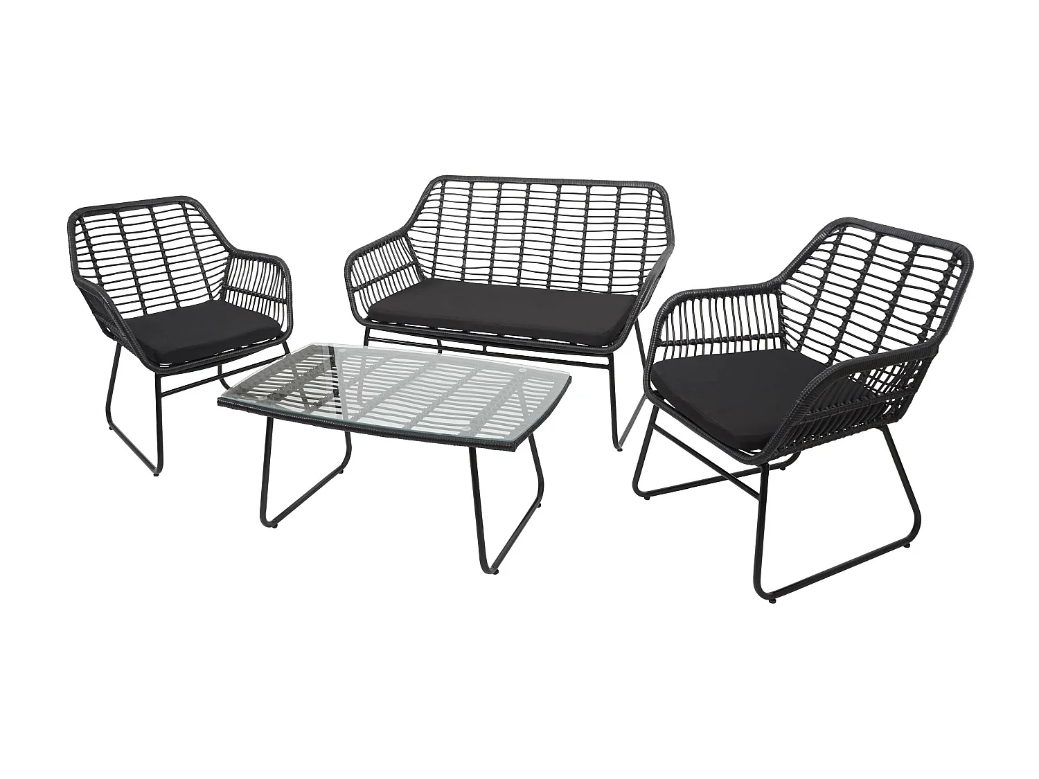 Set salotto giardino esterno salottino MCW-G17a polyrattan antracite cuscini antracite