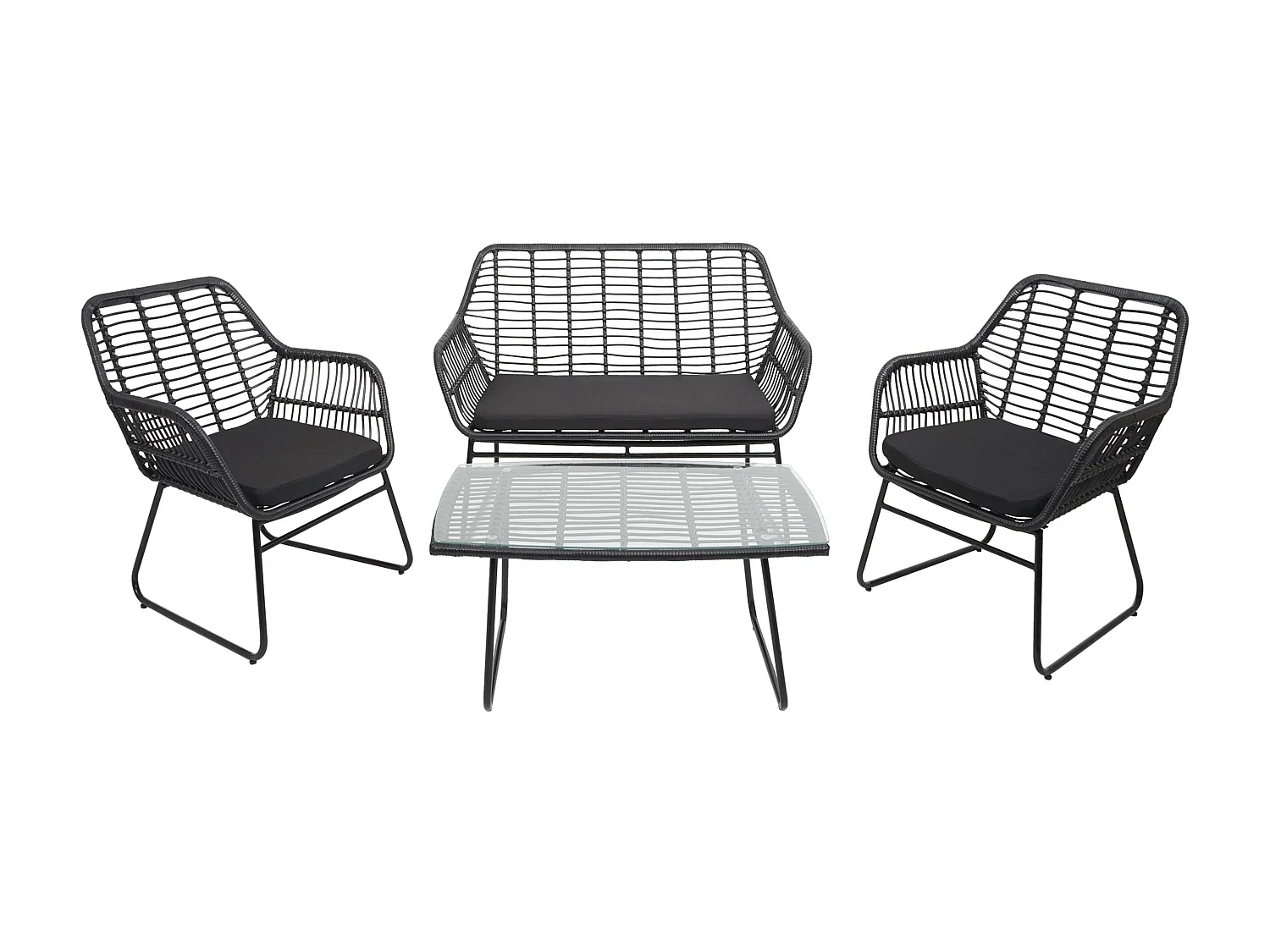Set salotto giardino esterno salottino MCW-G17a polyrattan antracite cuscini antracite