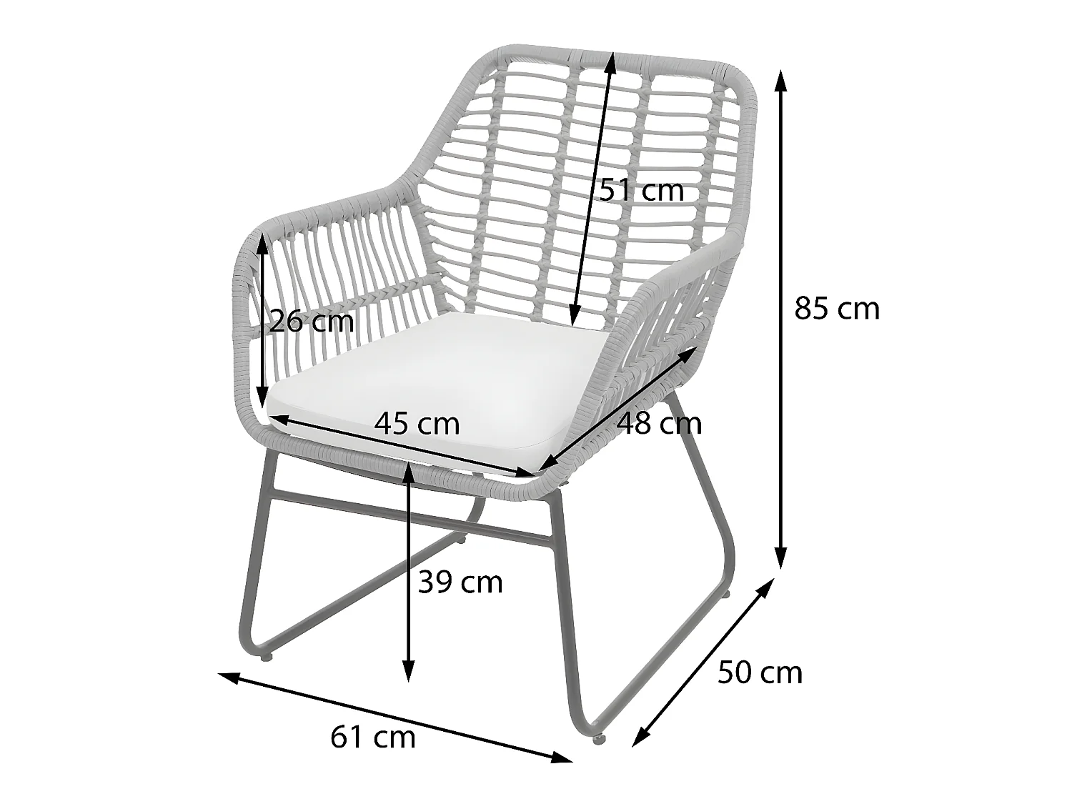 Set salotto giardino esterno salottino MCW-G17a polyrattan antracite cuscini antracite