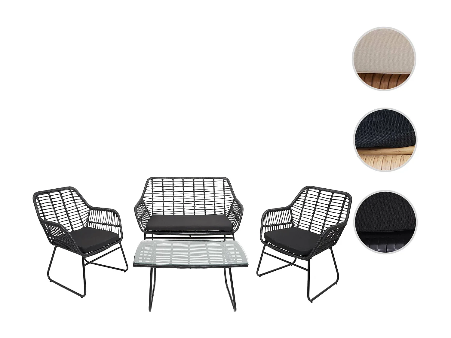 Set salotto giardino esterno salottino MCW-G17a polyrattan antracite cuscini antracite