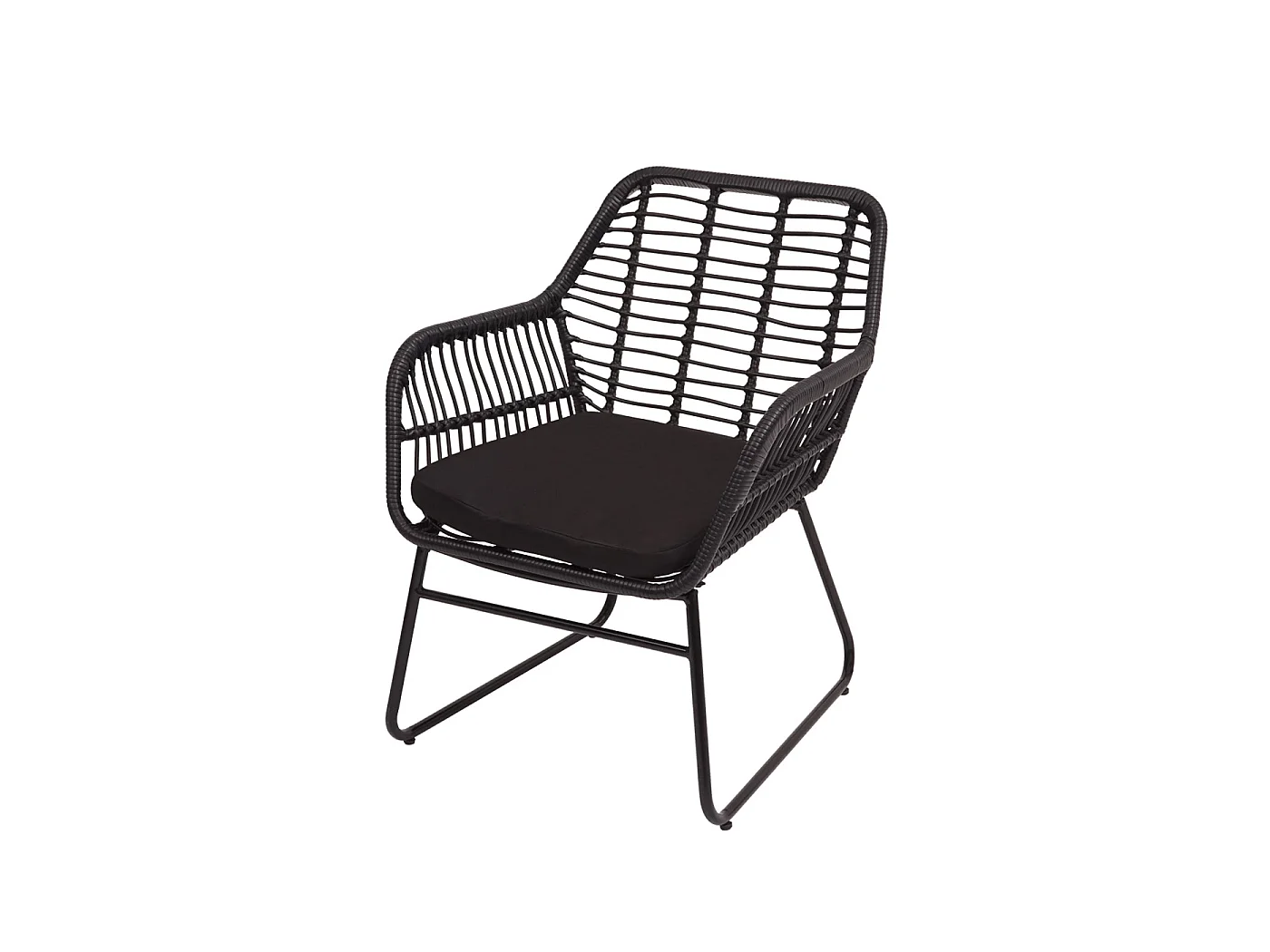 Polyrattan-sæt MCW-G17a (4-delt),  antracit, polstring i antracit uden pyntepuder
