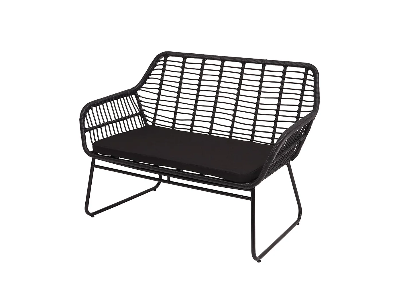 Polyrattan-sæt MCW-G17a (4-delt),  antracit, polstring i antracit uden pyntepuder