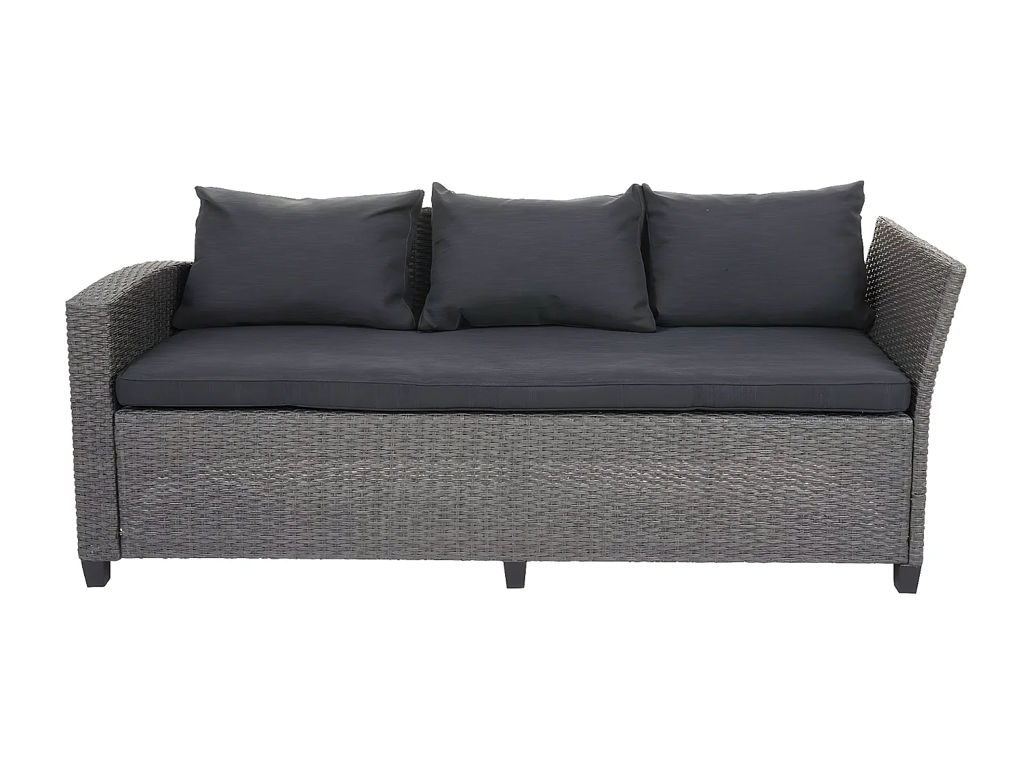 Zestaw rattanowy MCW-E96 (4-częściowy),  szary, poduszki antracytowe