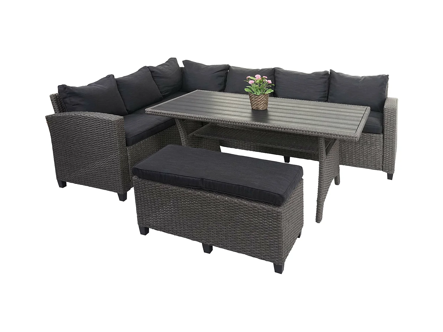 Poly Rattan Garnitur MCW-E96 (4-teilig), Grau, Kissen anthrazit