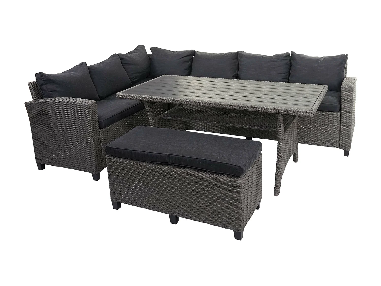 Zestaw rattanowy MCW-E96 (4-częściowy),  szary, poduszki antracytowe