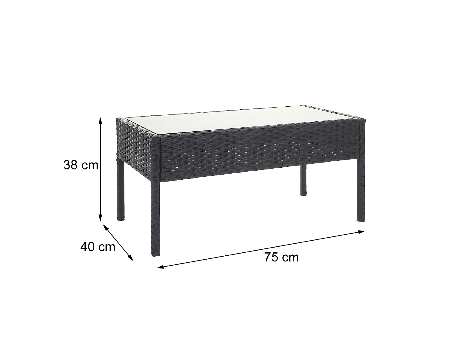 Polyrotan set MCW-F56 (4-delig),  zwart, kussens crème