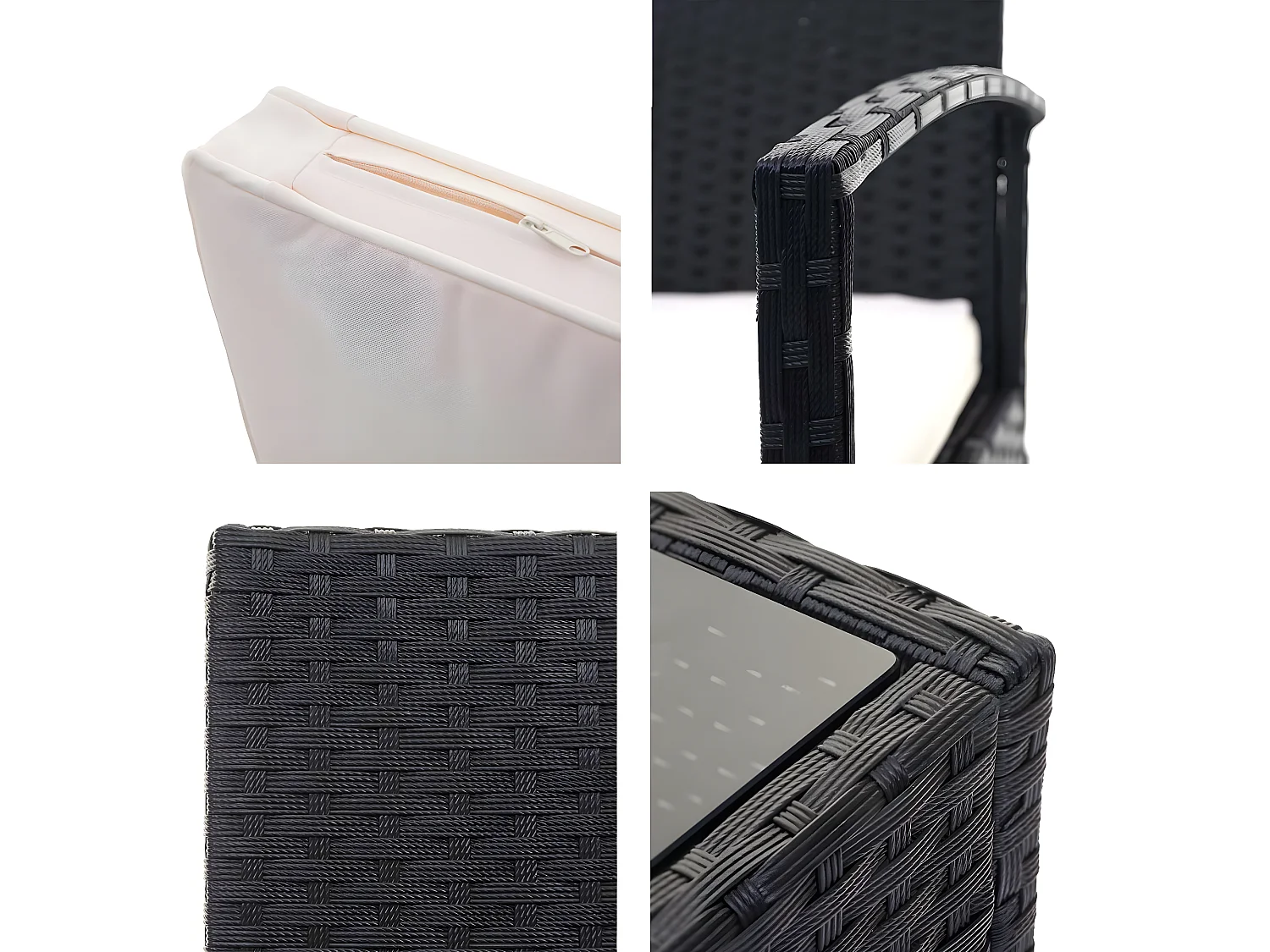 Polyrotan set MCW-F56 (4-delig),  zwart, kussens crème