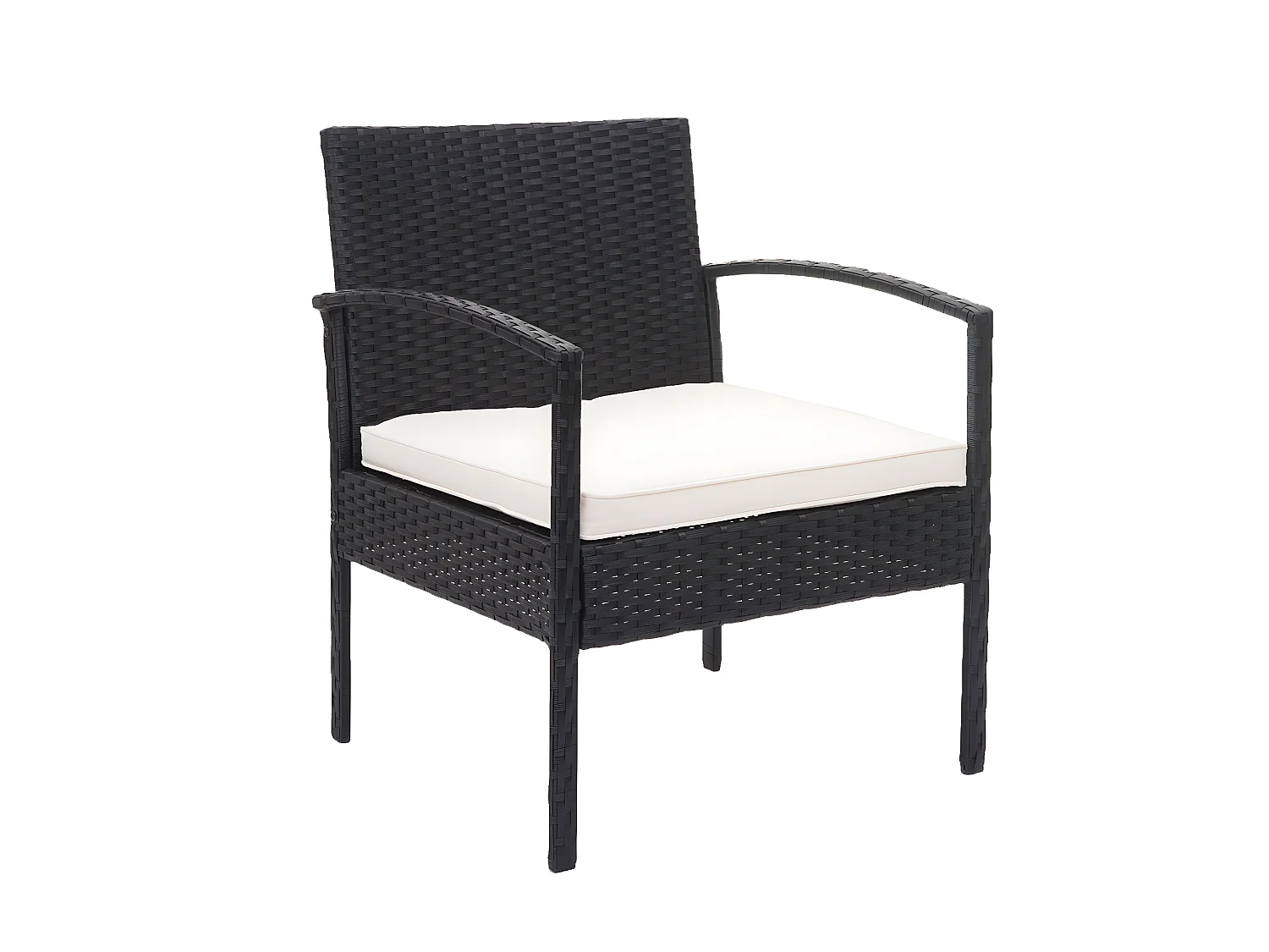 Zestaw polirattanowy MCW-F56 (4-częściowy),  czarny, poduszki kremowe