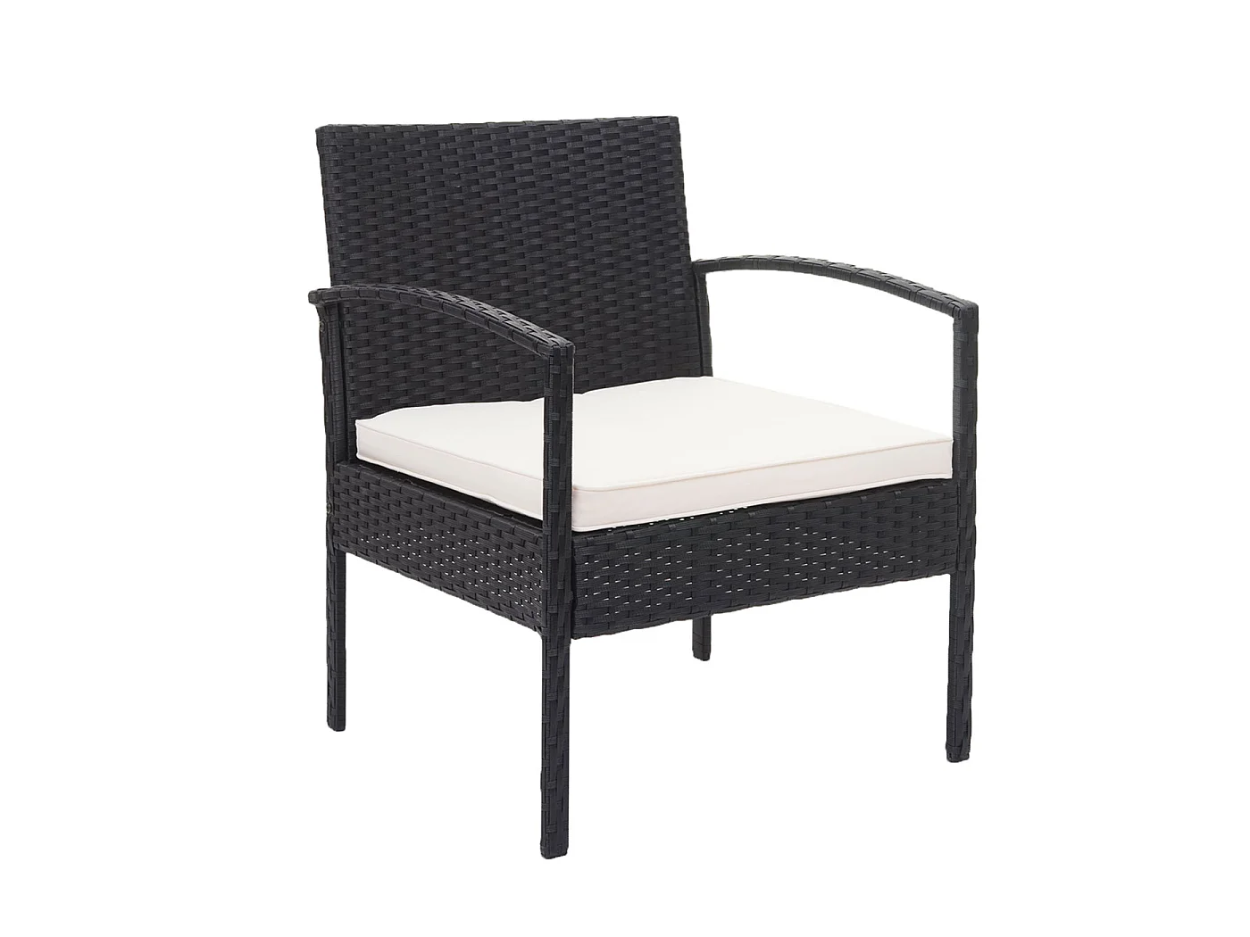 Zestaw polirattanowy MCW-F56 (4-częściowy),  czarny, poduszki kremowe