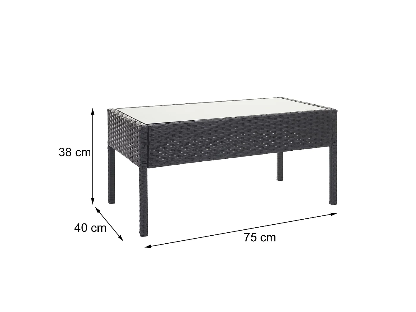 Zestaw polirattanowy MCW-F56 (4-częściowy),  czarny, poduszki kremowe