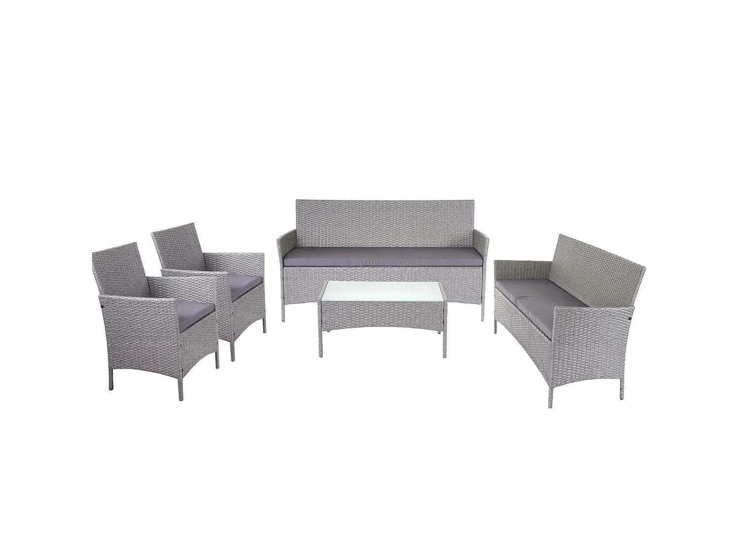 3-2-1-1 Poly-Rattan Garnitur Hamar, Grau, Kissen anthrazit