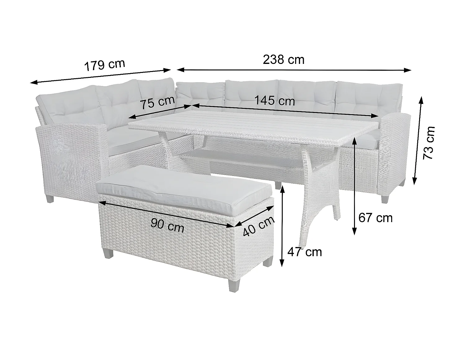 Poly Rattan Garnitur MCW-E96 (4-teilig), Anthrazit, Kissen anthrazit