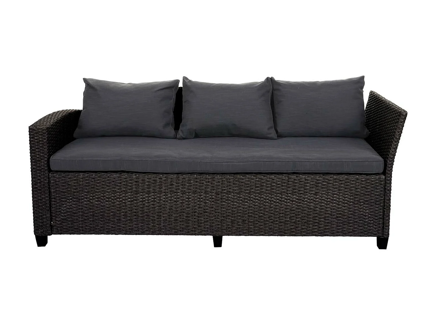 Poly Rattan Garnitur MCW-E96 (4-teilig), Anthrazit, Kissen anthrazit