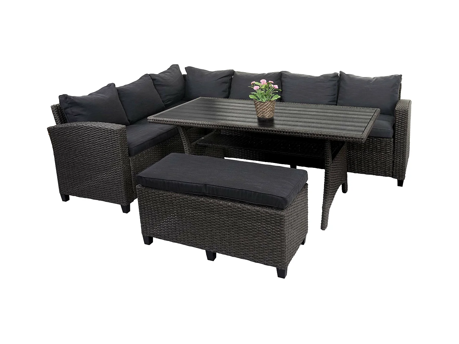 Poly rotan set MCW-E96 (4-delig),  antraciet, antraciet kussens