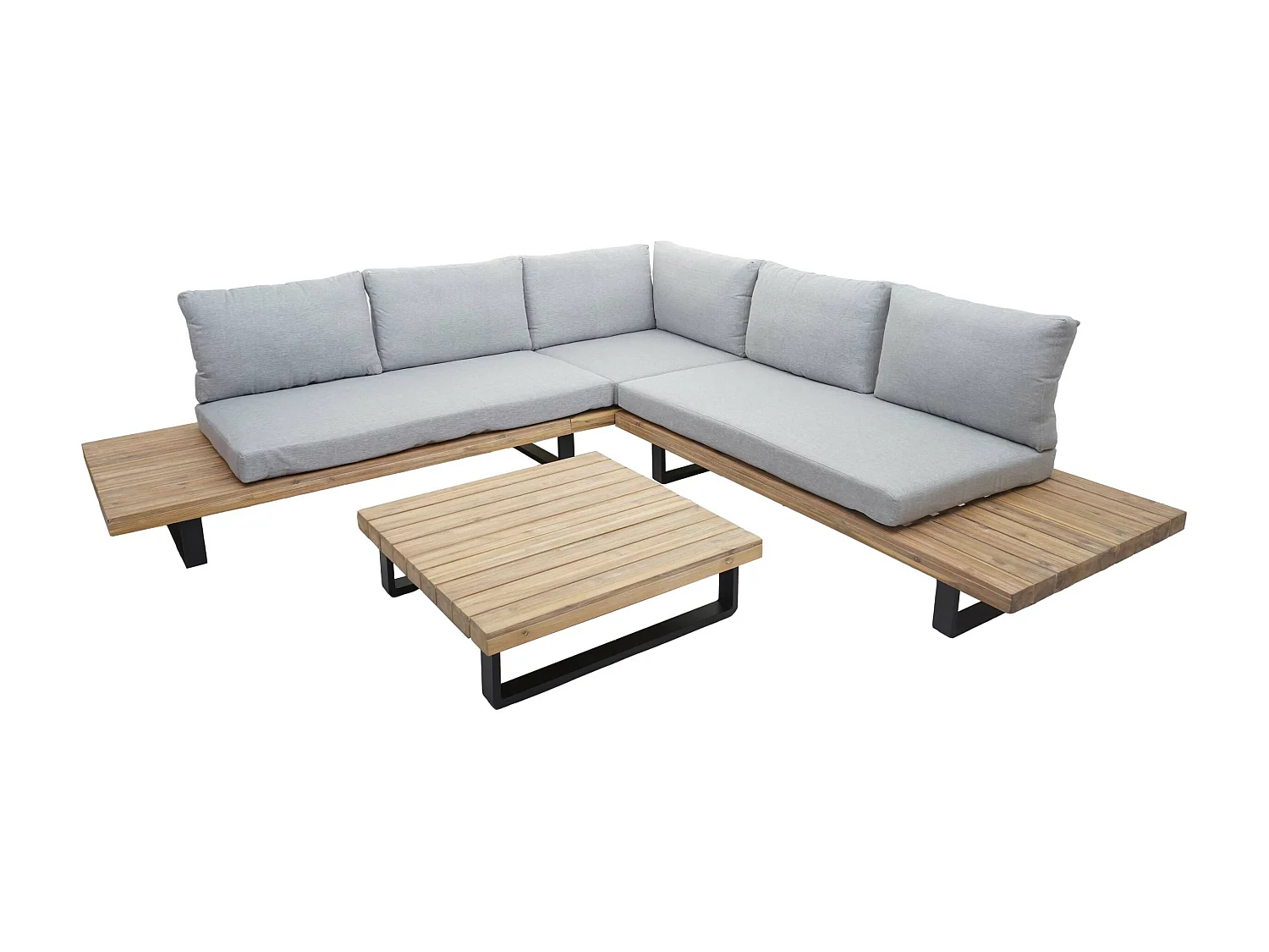 Garten-Garnitur MCW-H54 (2er-Set), Hellbraun, Polster hellgrau