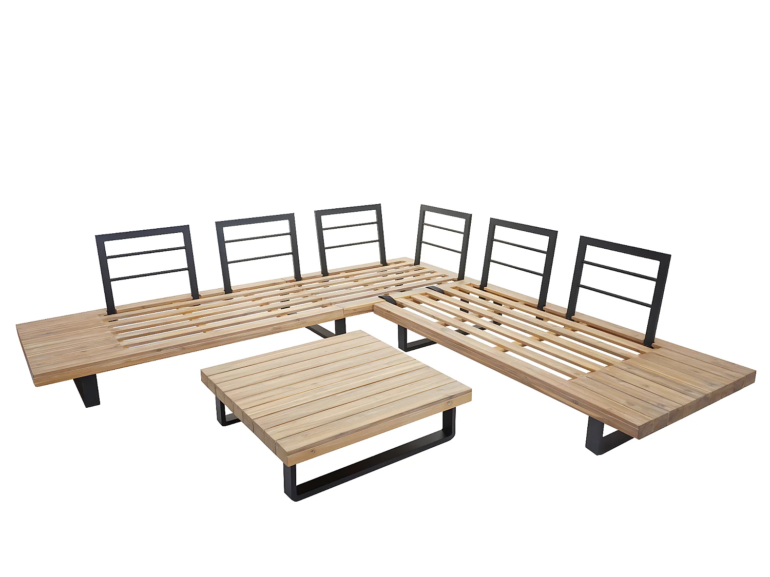 Garten-Garnitur MCW-H54 (2er-Set), Hellbraun, Polster hellgrau