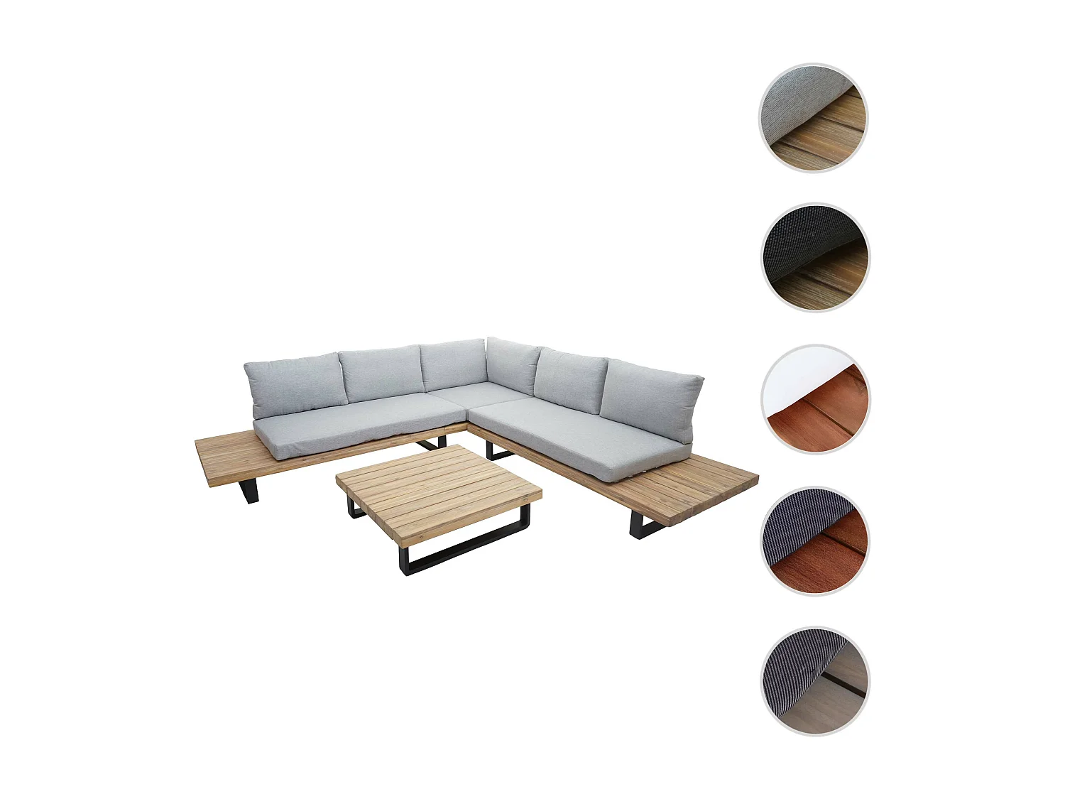 Garten-Garnitur MCW-H54 (2er-Set), Hellbraun, Polster hellgrau