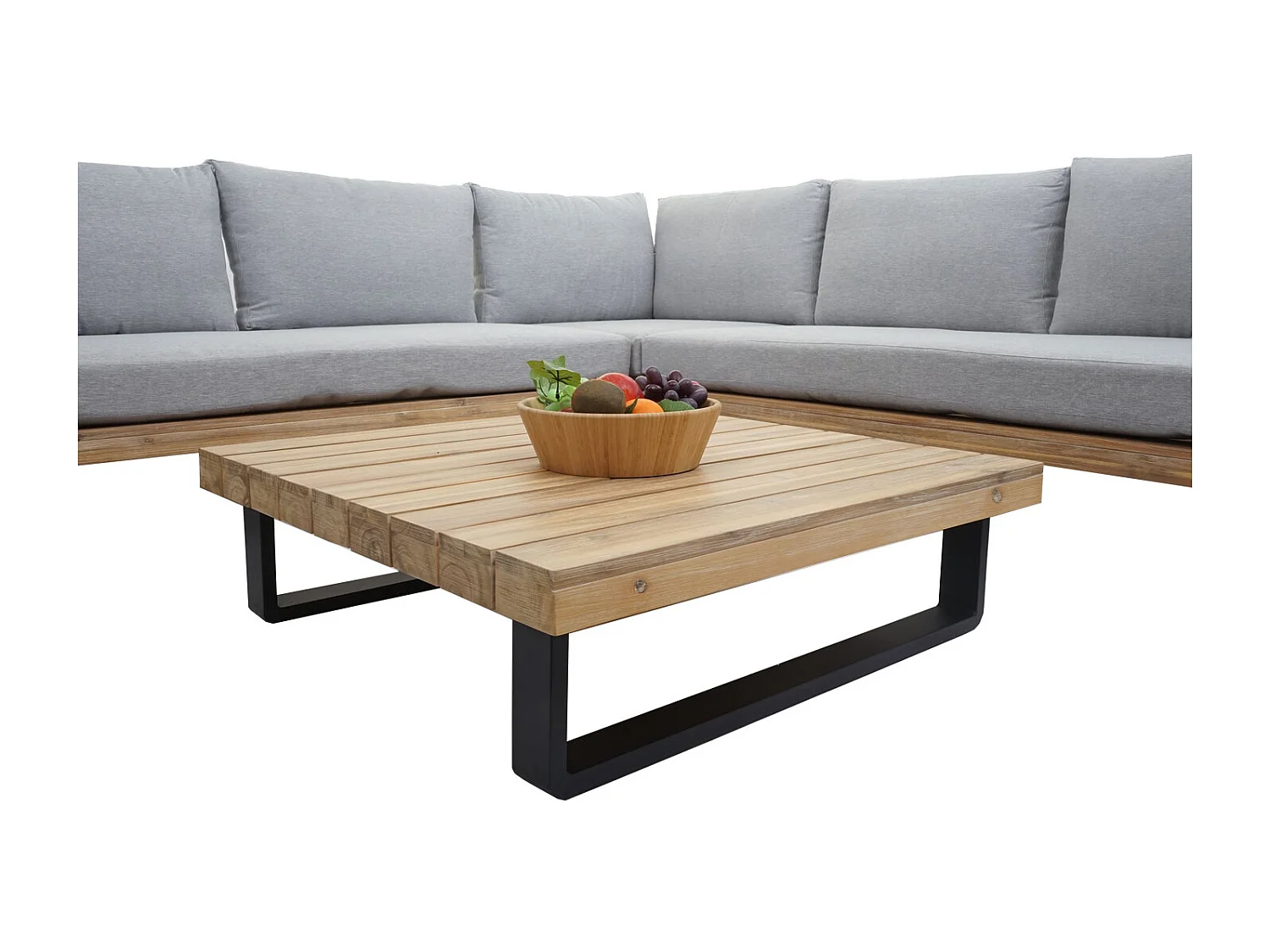 Garten-Garnitur MCW-H54 (2er-Set), Hellbraun, Polster hellgrau