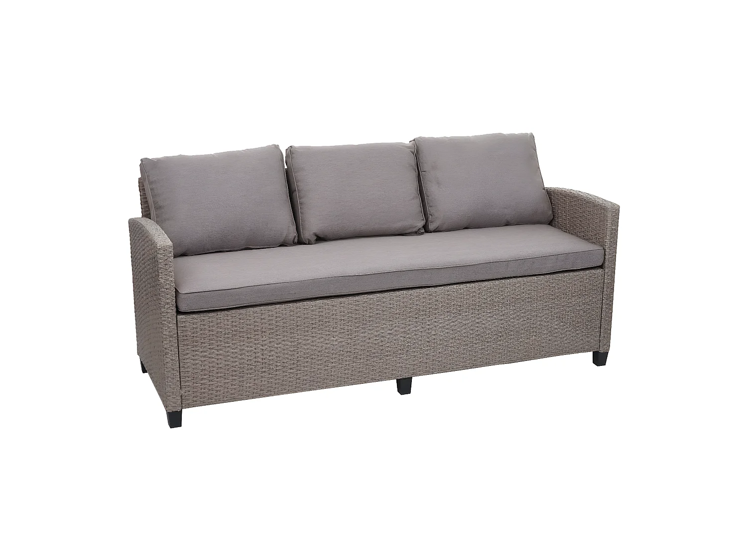 Zestaw polirattanowy MCW-E95 (6-częściowy),  szaro-brązowy, szare poduszki