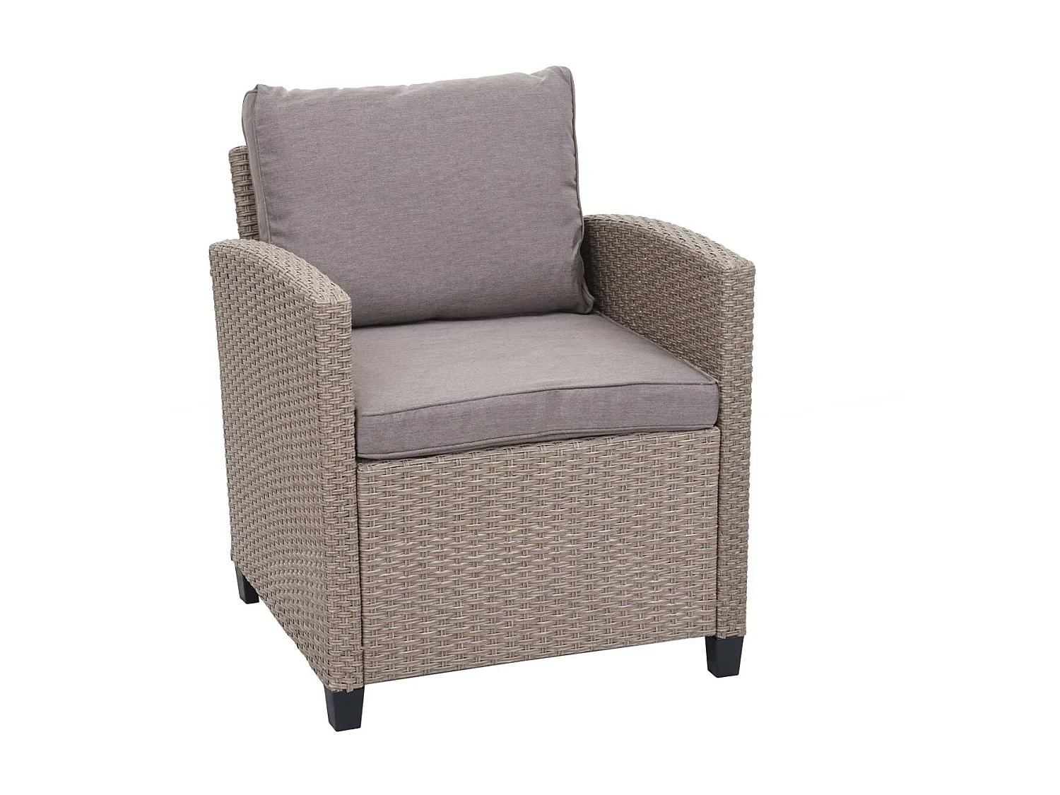 Zestaw polirattanowy MCW-E95 (6-częściowy),  szaro-brązowy, szare poduszki