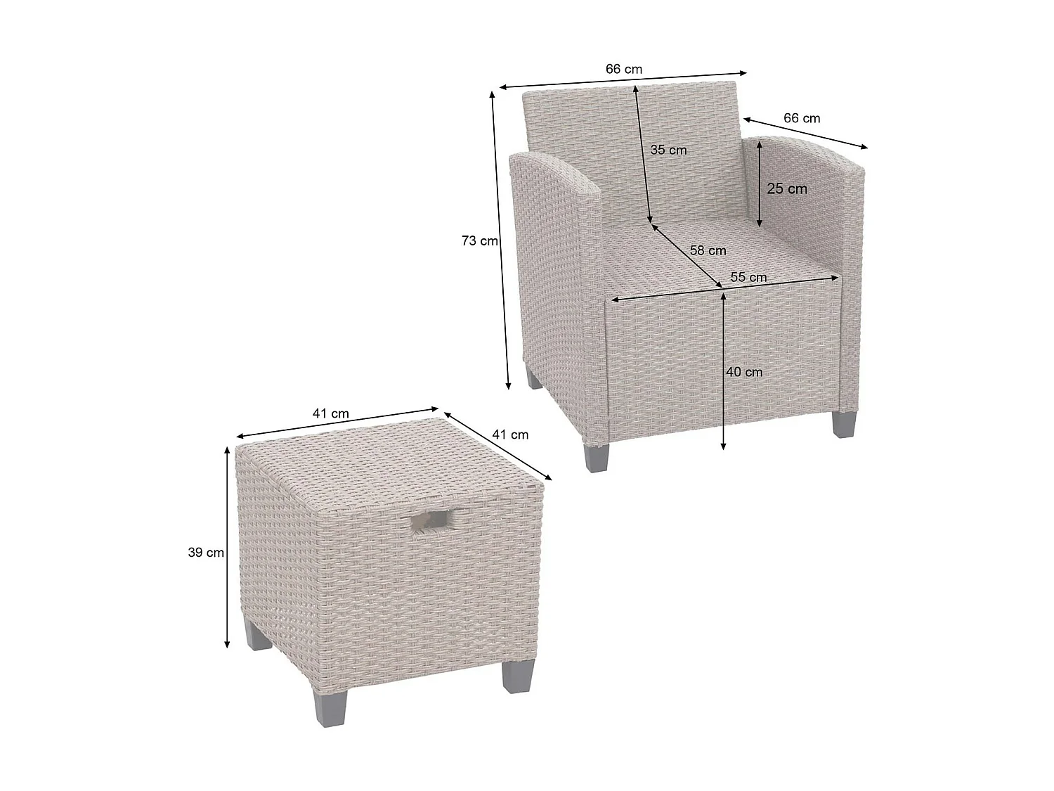 Zestaw polirattanowy MCW-E95 (6-częściowy),  szaro-brązowy, szare poduszki