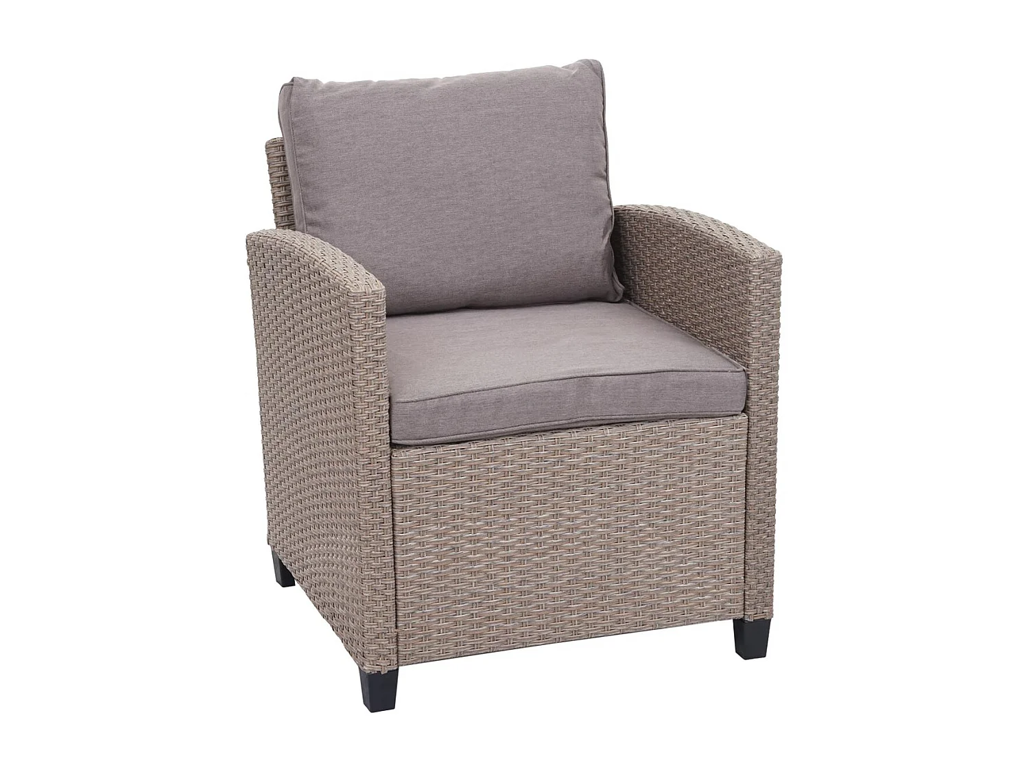 Poly-Rattan Garnitur MCW-E95 (6-teilig), Grau-braun, Kissen grau