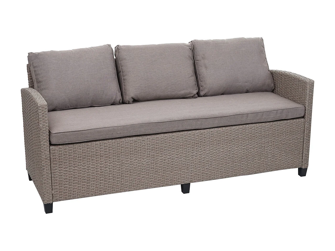 Zestaw z polirattanowym wykończeniem MCW-E95 (6 elementów),  szaro-brązowy, poduszki szare