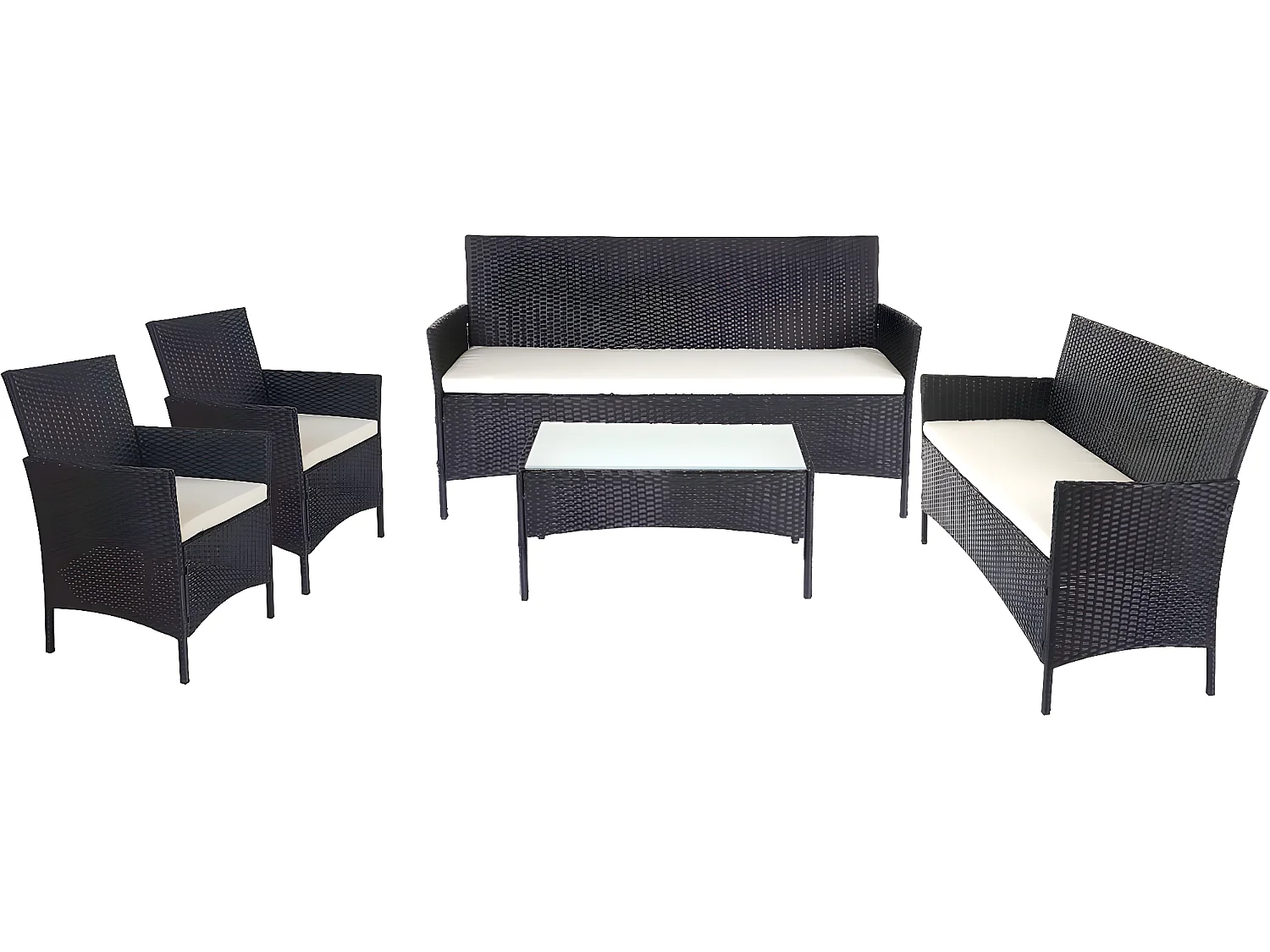 3-2-1-1 Polyrotan set Hamar,  antraciet, kussens crème