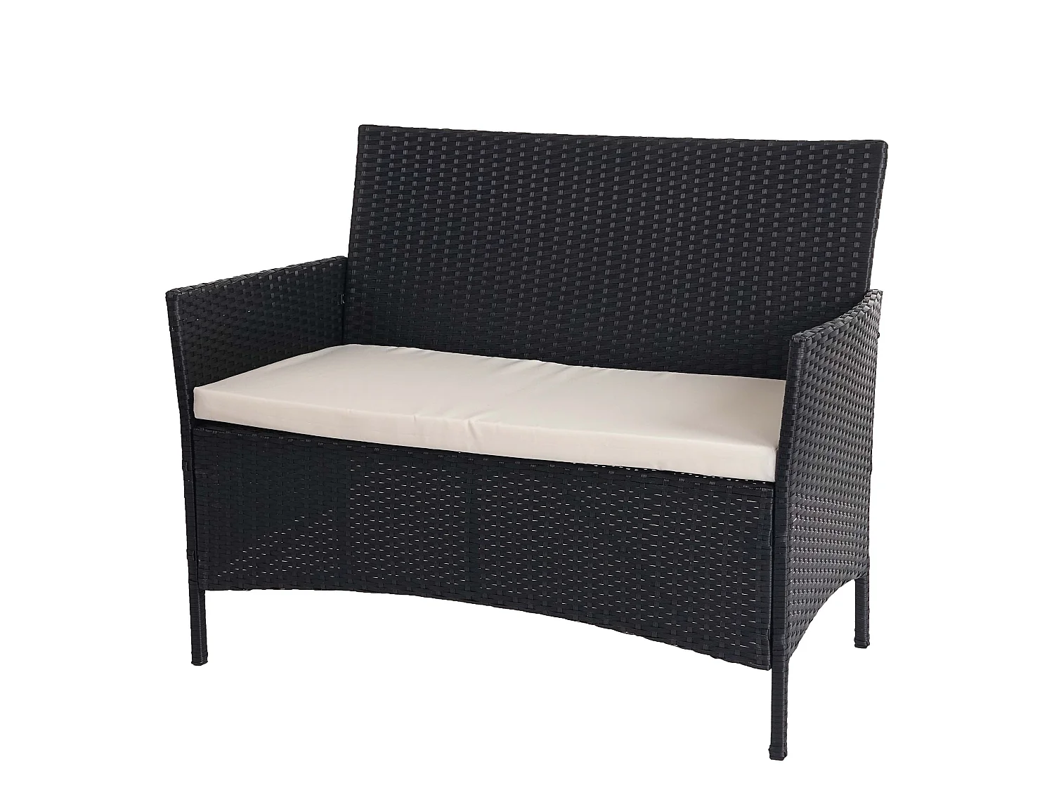 3-2-1-1 Poly-Rattan Garnitur Hamar, Anthrazit, Kissen creme