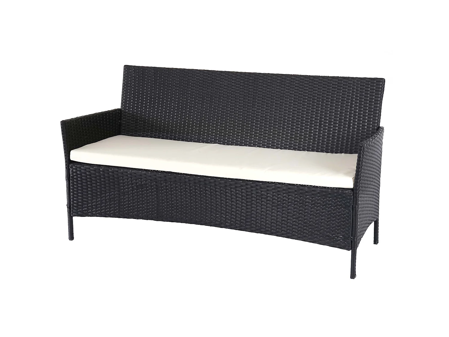 3-2-1-1 Poly-Rattan Garnitur Hamar, Anthrazit, Kissen creme