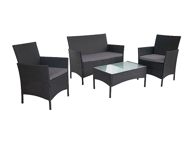 2-1-1 Zestaw ogrodowy z polirattanu Hamar,  antracyt, antracytowe poduszki