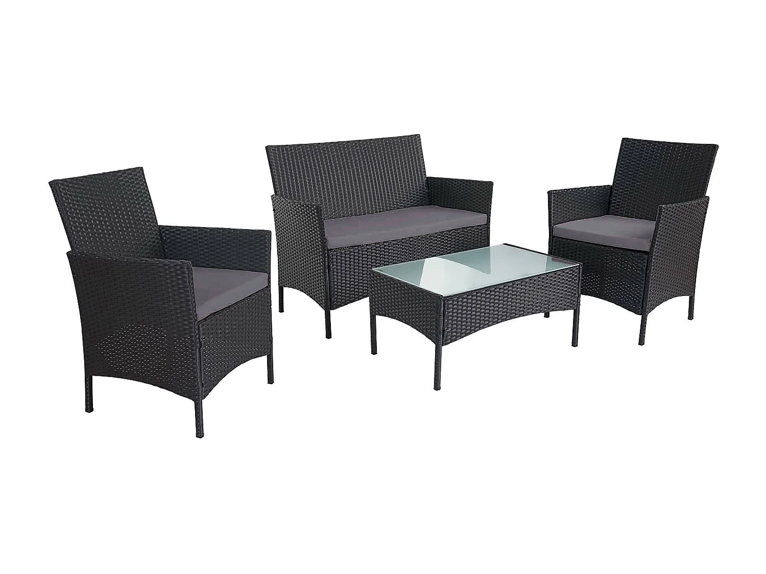 2-1-1 Poly-rotan tuinset Hamar,  antraciet, antraciet kussens