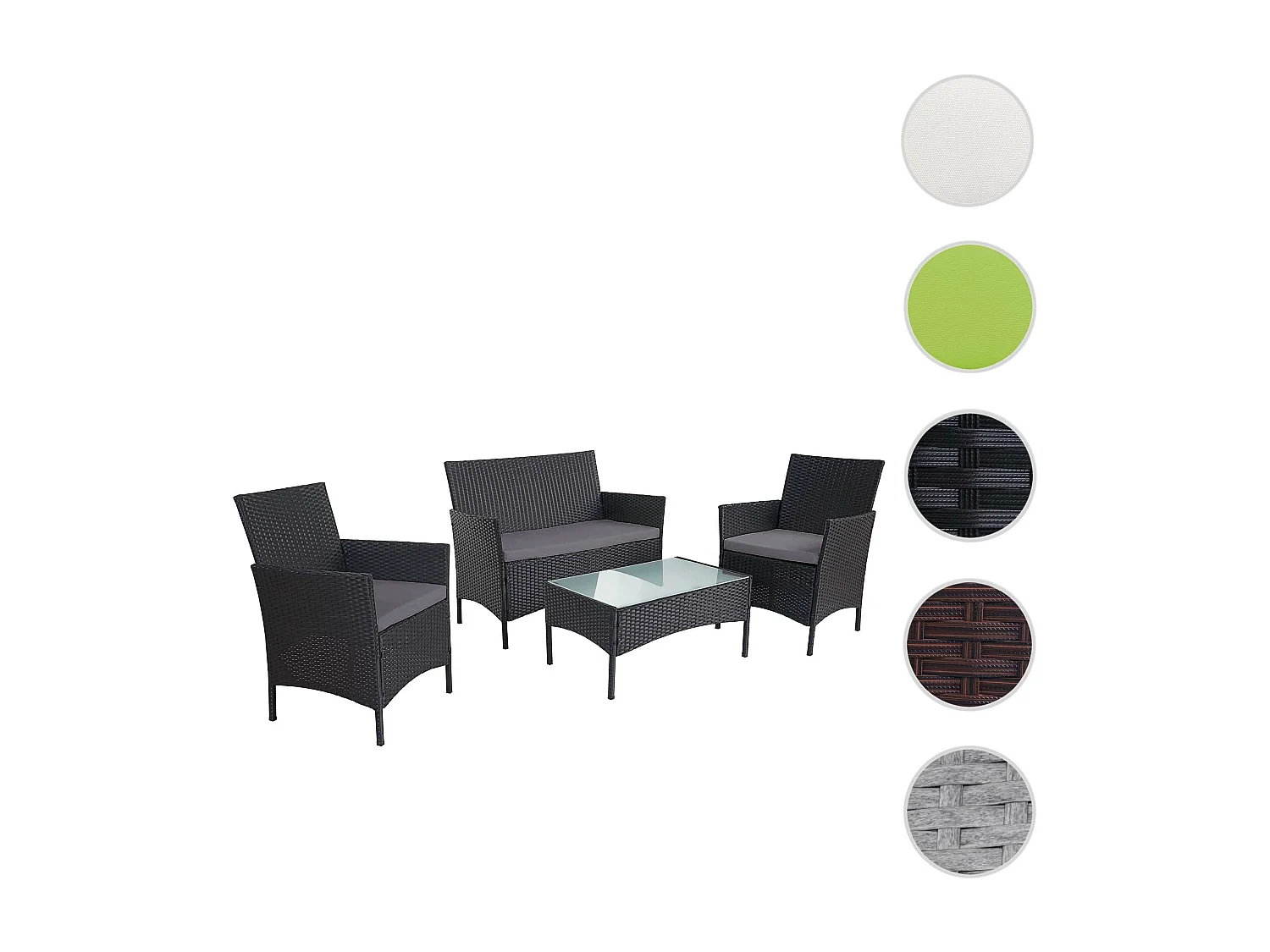 2-1-1 Zestaw ogrodowy z polirattanu Hamar,  antracyt, antracytowe poduszki