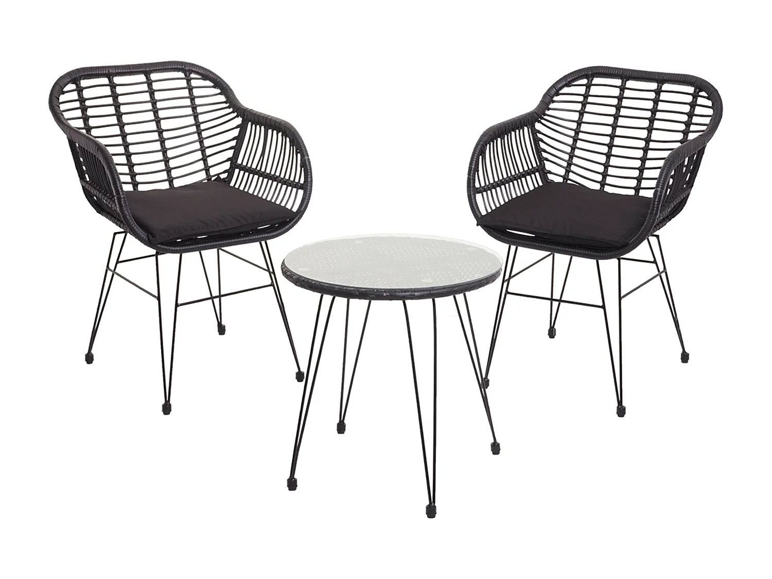 Zestaw polirattanowy MCW-G17 (3-częściowy),  antracyt, poduszki antracyt