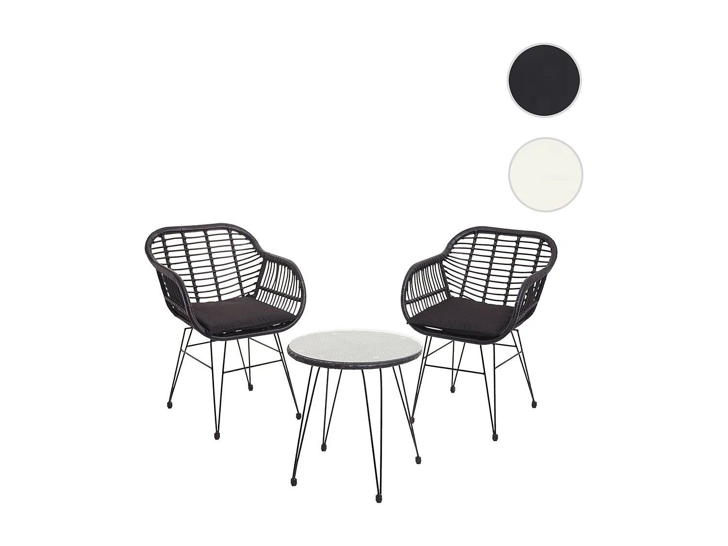 Zestaw polirattanowy MCW-G17 (3-częściowy),  antracyt, poduszki antracyt