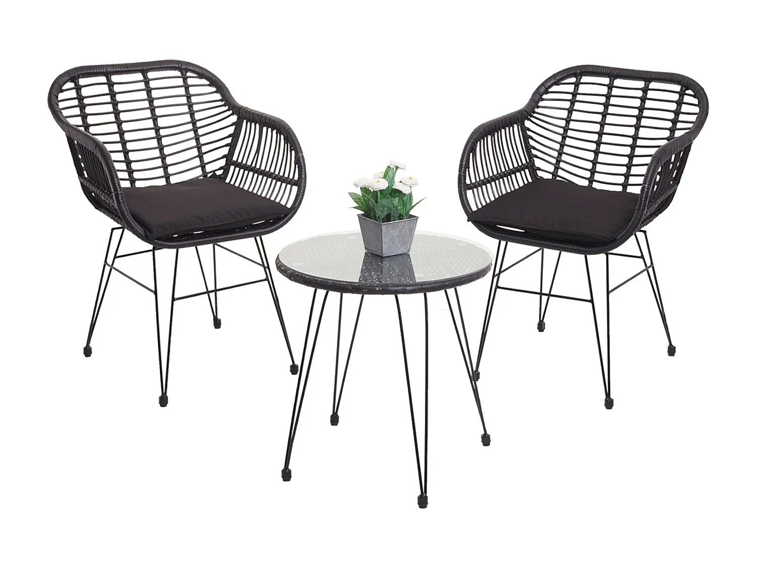 Zestaw polirattanowy MCW-G17 (3-częściowy),  antracyt, poduszki antracyt