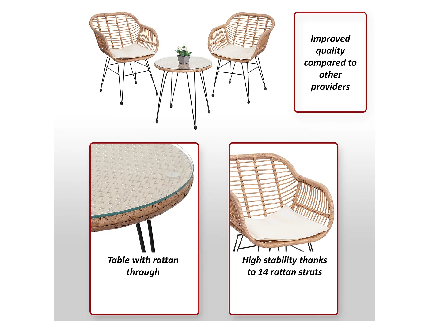 Zestaw polirattanowy MCW-G17 (3-częściowy),  antracyt, poduszki antracyt