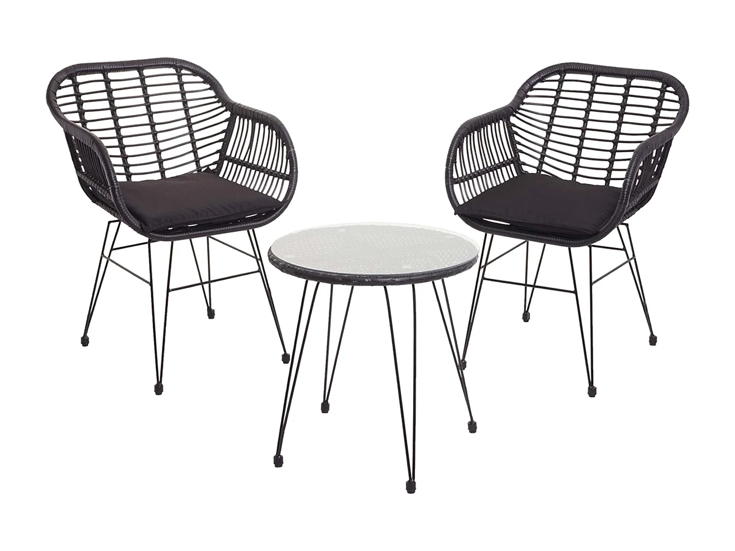 MCW-G17 Poly-Rattan Set (3-piece),  anthracite, cushions anthracite