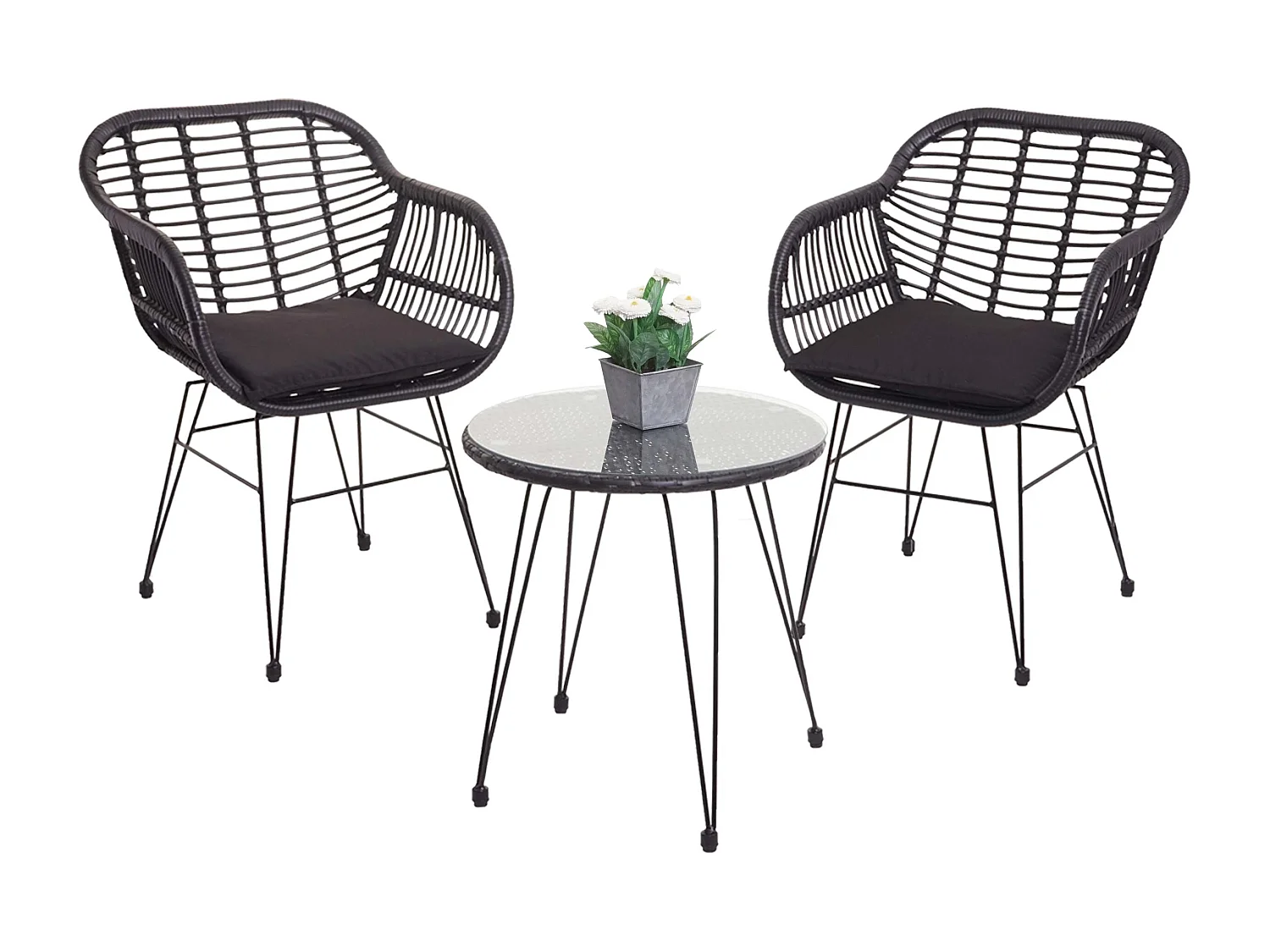 MCW-G17 Poly-Rattan Set (3-piece),  anthracite, cushions anthracite
