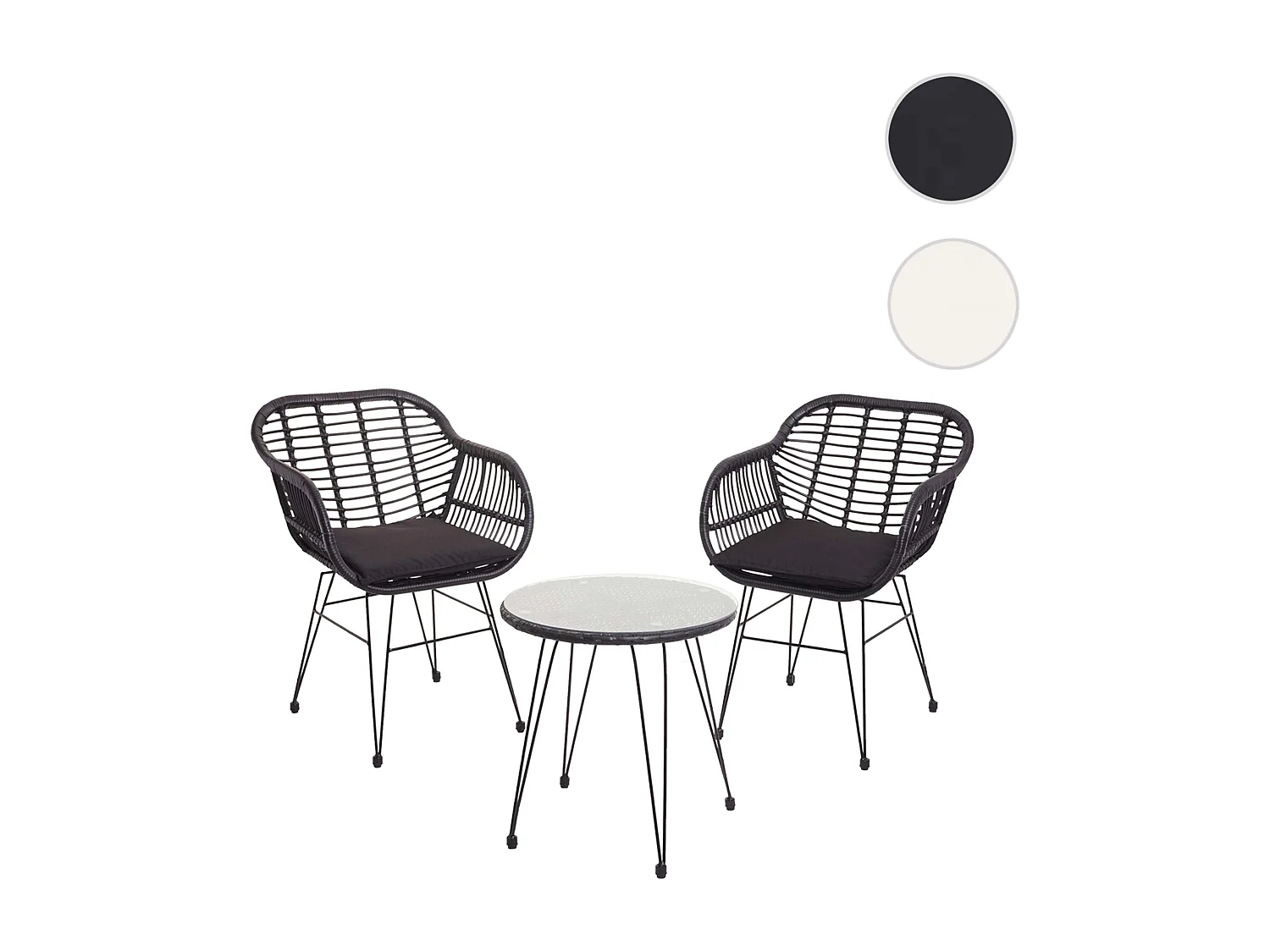MCW-G17 Poly-Rattan Set (3-piece),  anthracite, cushions anthracite