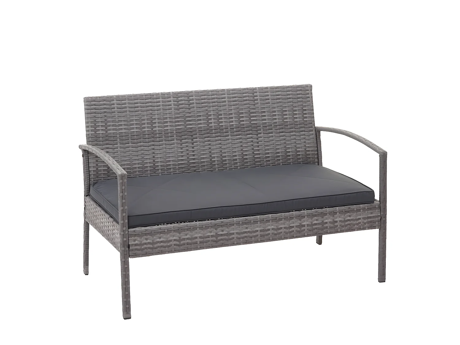 Zestaw polirattanowy MCW-F56 (4-częściowy),  szary, ciemnoszare poduszki