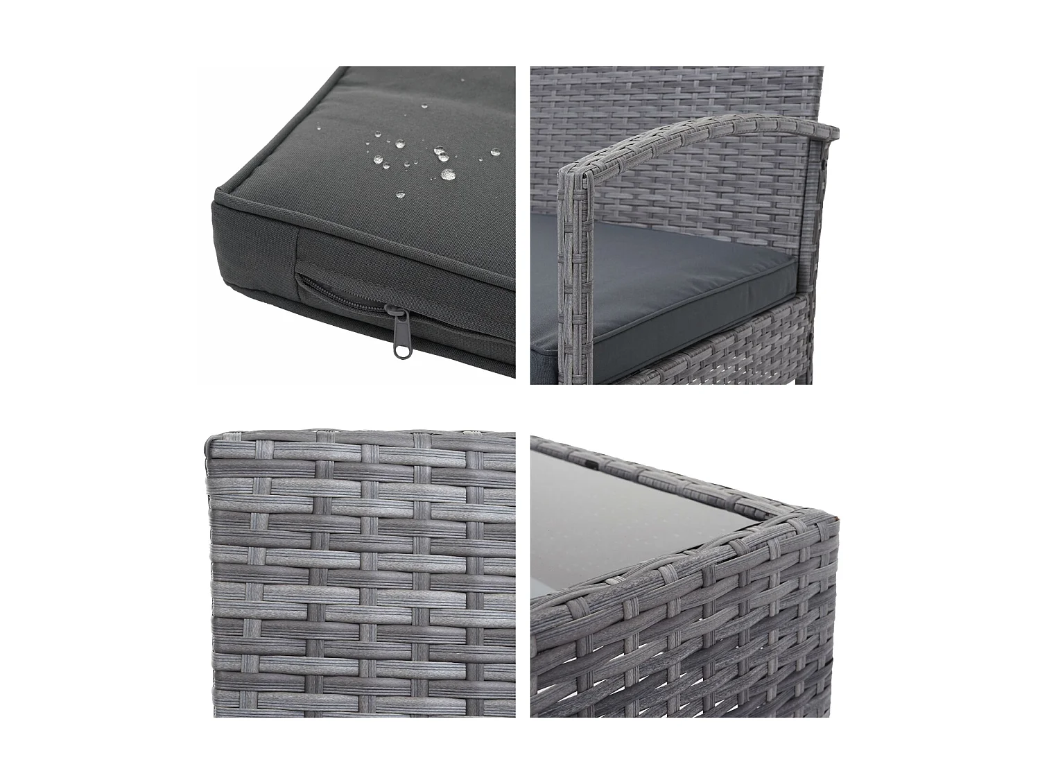 Zestaw polirattanowy MCW-F56 (4-częściowy),  szary, ciemnoszare poduszki