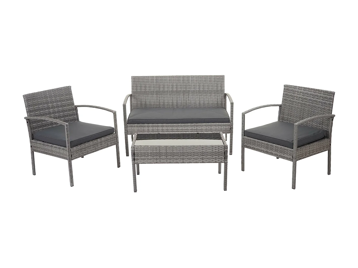 Zestaw polirattanowy MCW-F56 (4-częściowy),  szary, ciemnoszare poduszki