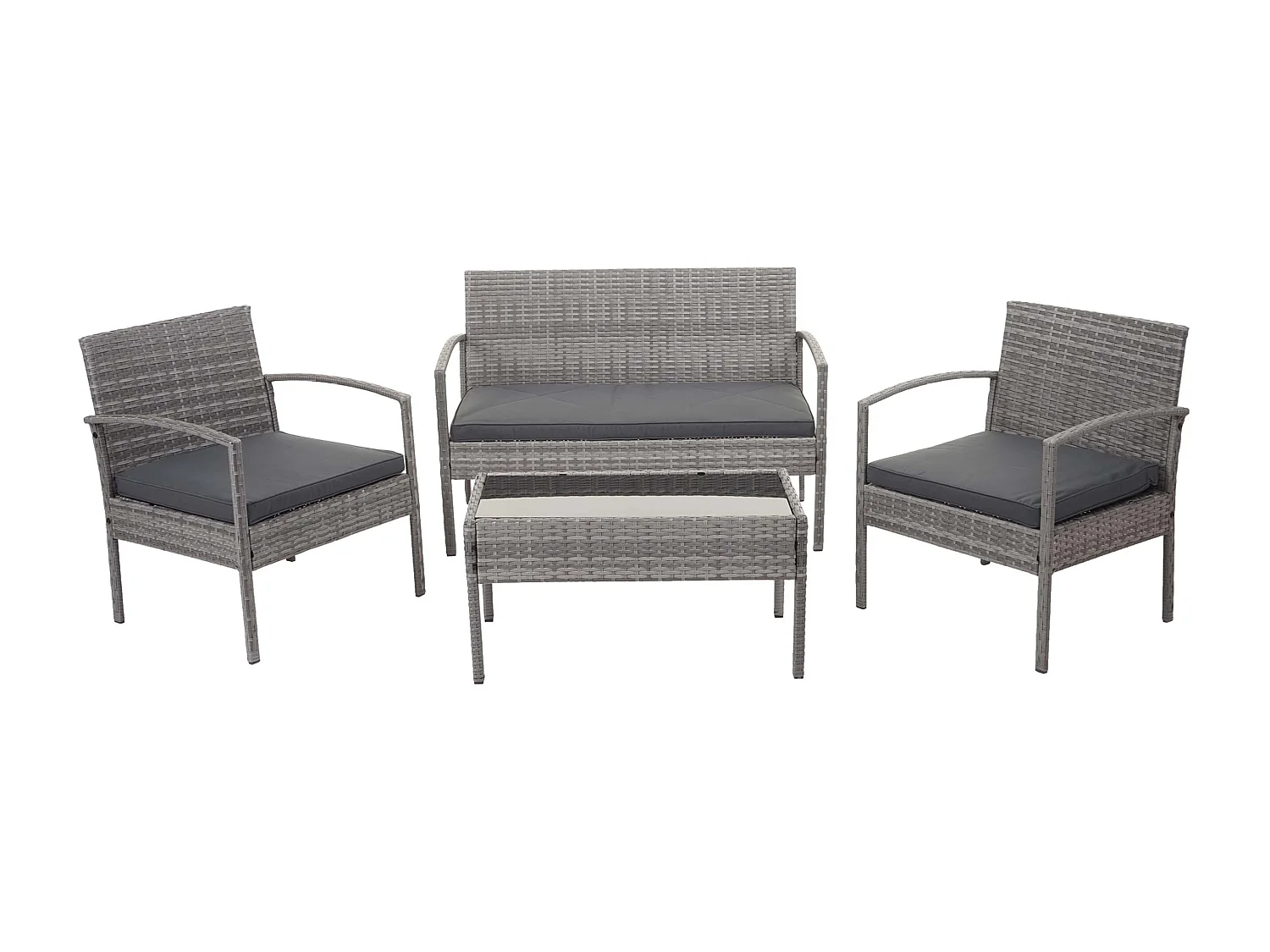 Zestaw polirattanowy MCW-F56 (4-częściowy),  szary, ciemnoszare poduszki